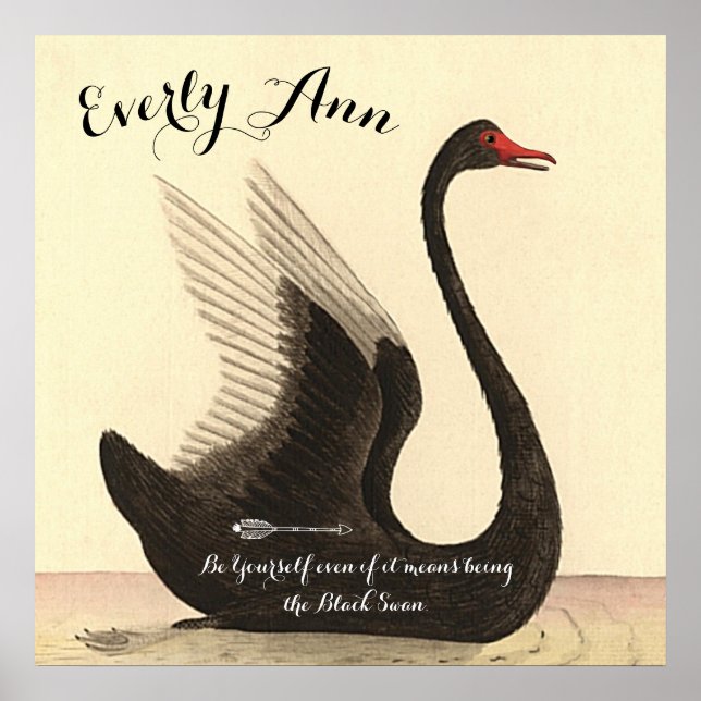 Poster Swan Baby Girl Nursery Ajouter votre propre devis (Devant)