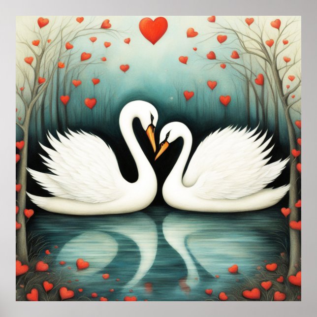 Poster Swan Love 2 (Devant)