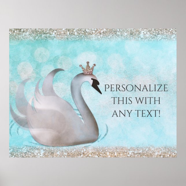 Poster Swan Princess Faux Gold Parties scintillant Fairy  (Devant)