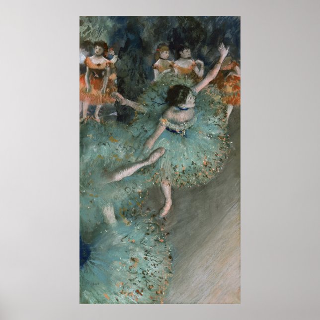 Poster Swaying Dancer, Danseuse en vert par Edgar Degas (Devant)