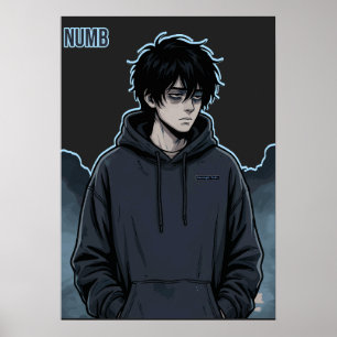 Poster Sweat à capuche garçon anime sombre engourdi esthé