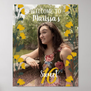 Poster Sweet 16 Bienvenue Faux Parties scintillant rose J