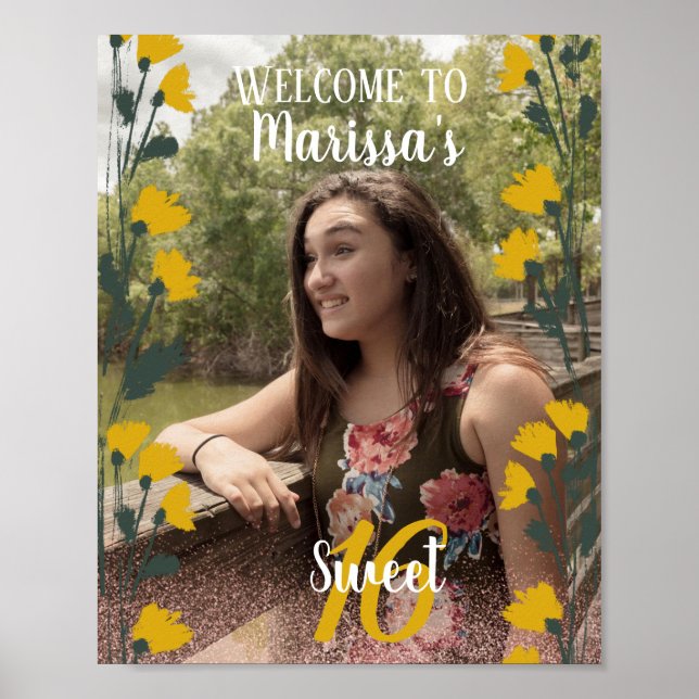 Poster Sweet 16 Bienvenue Faux Parties scintillant rose J (Devant)