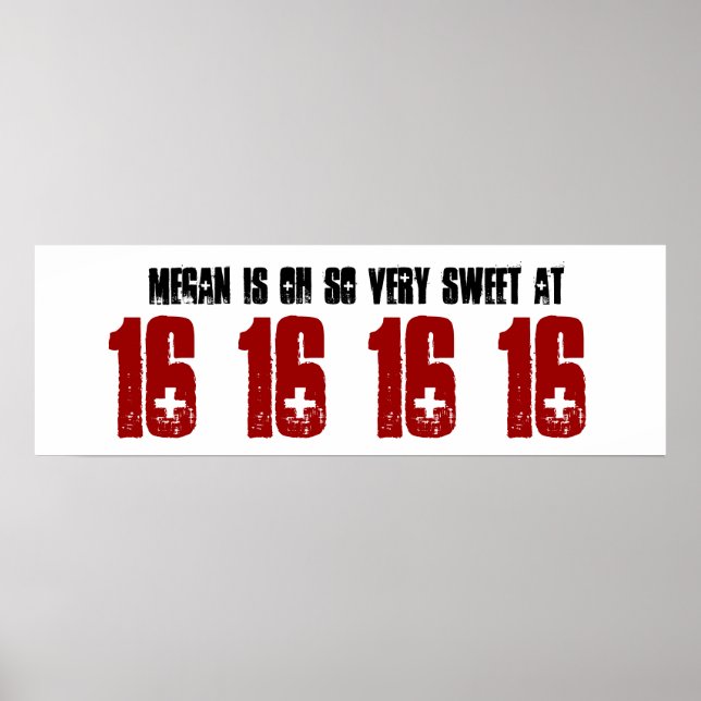 Poster Sweet 16 Seteen Anniversaire bannière de fête Nom  (Devant)