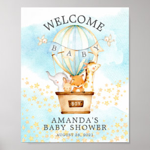 Poster Sweet Animaux Hot Air Balloon Welcome Douche