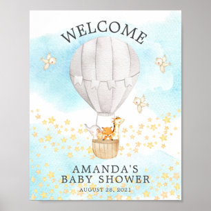 Poster Sweet Animaux Hot Air Balloon Welcome Douche