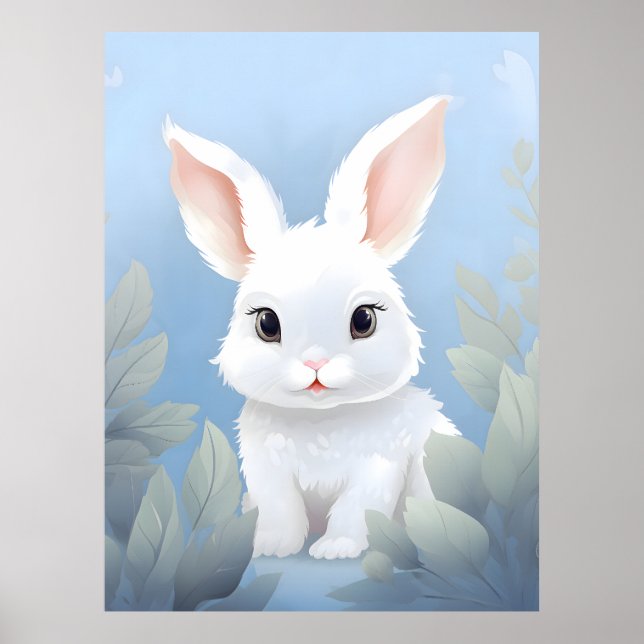 Poster Sweet Baby Rabbit in Nature (Devant)