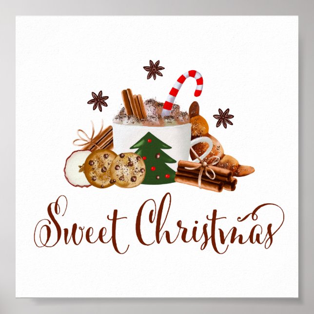 Poster Sweet Christmas Frappuccino Cookie Cinnamon Art (Devant)