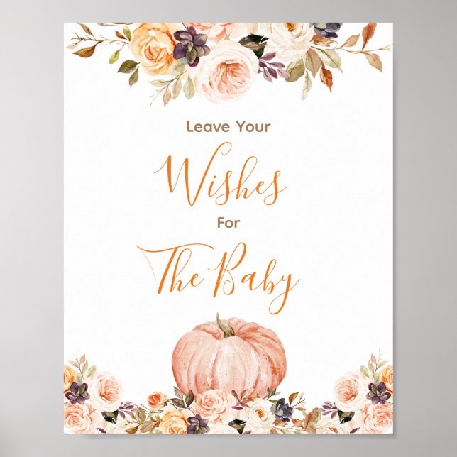 Poster Sweet Citrouille Rustic Floral Wives for Baby Sign (Devant)
