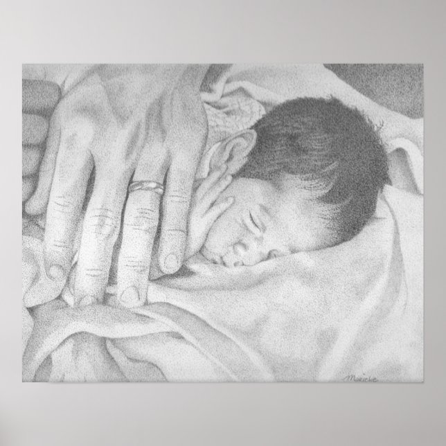 Poster Sweet Dreams Bébé noir et blanc (Devant)