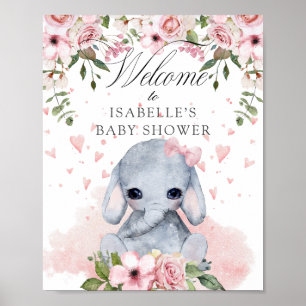 Poster Sweet Elephant Baby Shower Welcome Sign