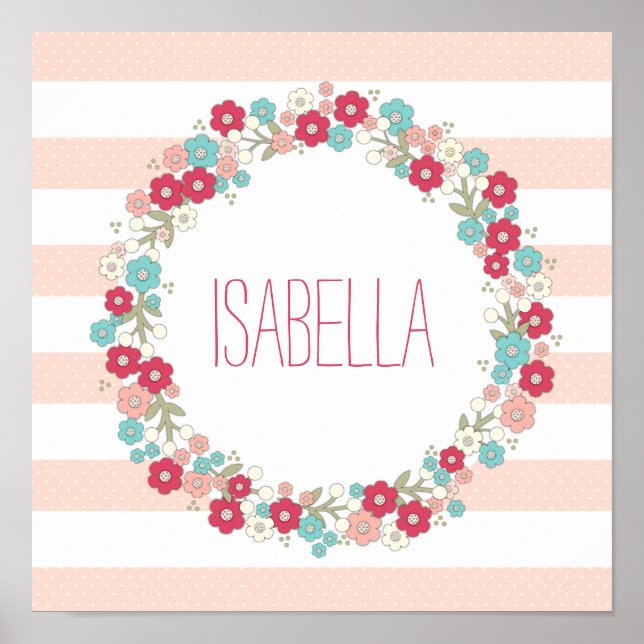 Poster Sweet Floral Nom de fille Mur personnalisé (Devant)