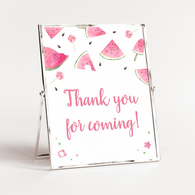 Poster Sweet Little Baby Merci de pastèque pour venir (Watermelon Sweet Little Baby Shower Thank you for Coming Sign)