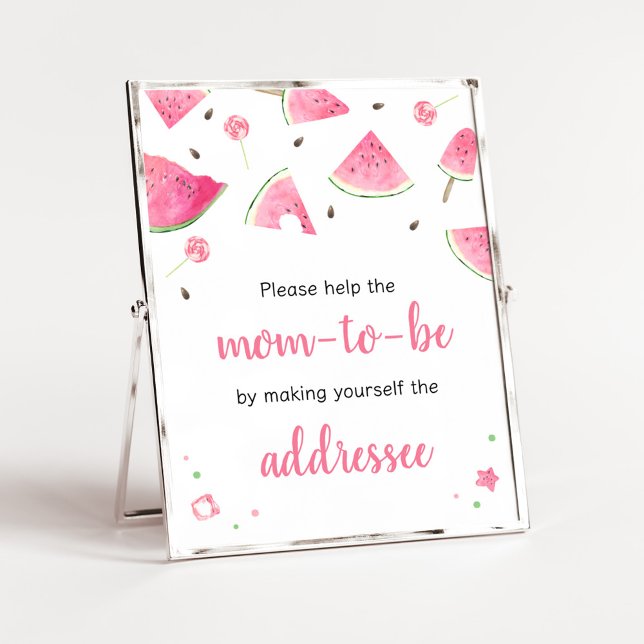 Poster Sweet Little Baby Watermelon Enveloppe Station (Watermelon Sweet Little Baby Shower Envelope Station Sign)