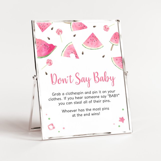 Poster Sweet Little Baby Watermelon Ne pas dire Baby (Watermelon Sweet Little Baby Shower Don't Say Baby Sign)