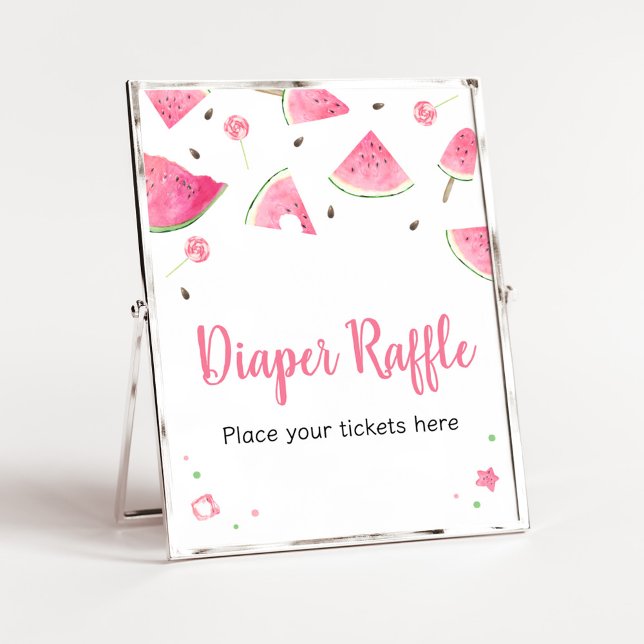 Poster Sweet Little Baby Watermelon Raffle de couche (Watermelon Sweet Little Baby Shower Diaper Raffle Sign)