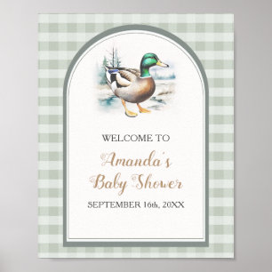 Poster Sweet Little Duckling En vichy Baby shower Bienven