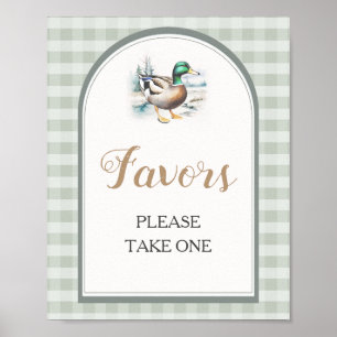 Poster Sweet Little Duckling En vichy Baby shower Faveurs