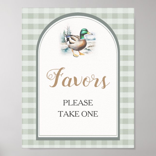 Poster Sweet Little Duckling En vichy Baby shower Faveurs (Devant)