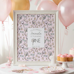 Poster Sweet Little One Candy Thème Premier anniversaire