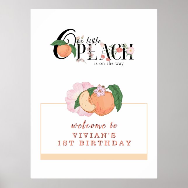 Poster Sweet Little Peach Bienvenue à l'anniversaire (Devant)