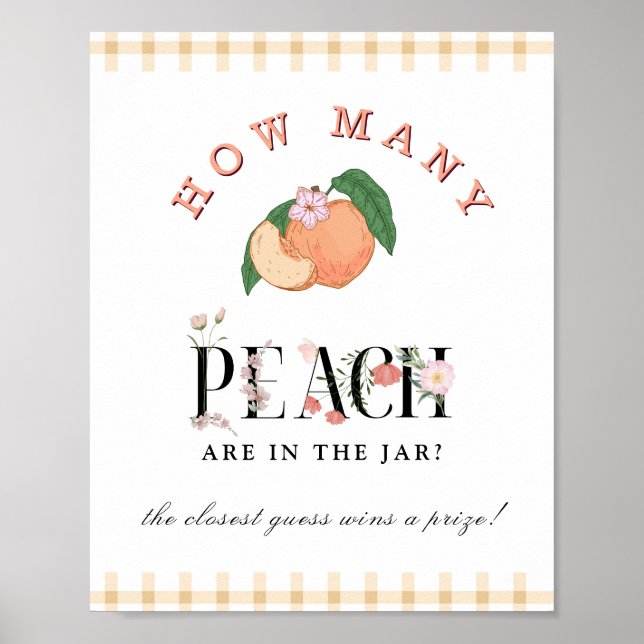 Poster Sweet Little Peach Combien de Baby shower de jeu (Devant)