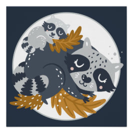 Poster Sweet Mama Raccoon et Baby Napping