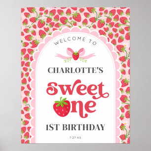 Poster Sweet One Strawberry 1er Anniversaire 16x20 Bienve