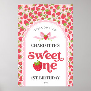 Poster Sweet One Strawberry 1er Anniversaire 24x36 Bienve