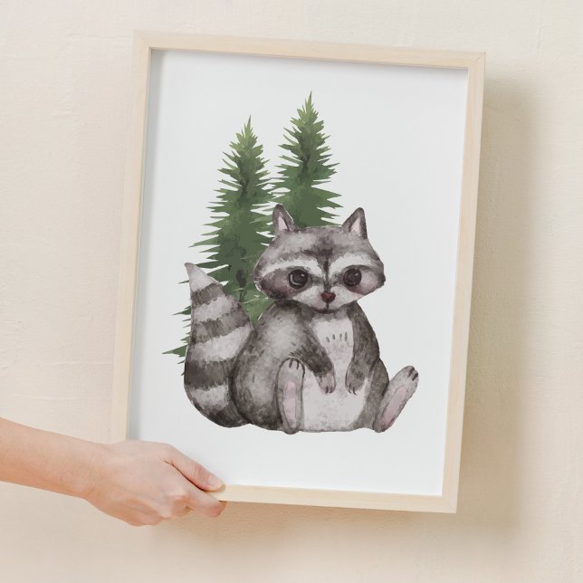 Poster Sweet Raccoon Pine Tree Woodland Nursery Decor (Sweet Raccoon Pine Tree Woodland Nursery Decor)