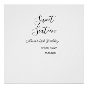 Poster Sweet sixteen anniversaire brunch 16e anniversaire