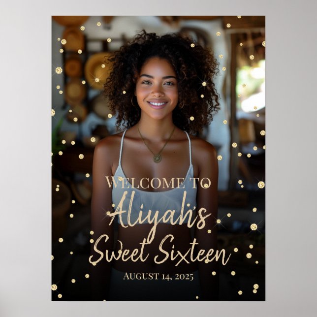Poster Sweet sixteen anniversaire or parties scintillant  (Devant)