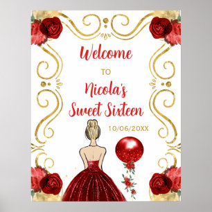 Poster Sweet sixteen Blonde Princess Red Welcome