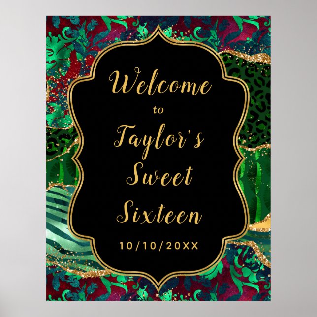 Poster Sweet sixteen d'Agate Safari vert Bienvenue (Devant)