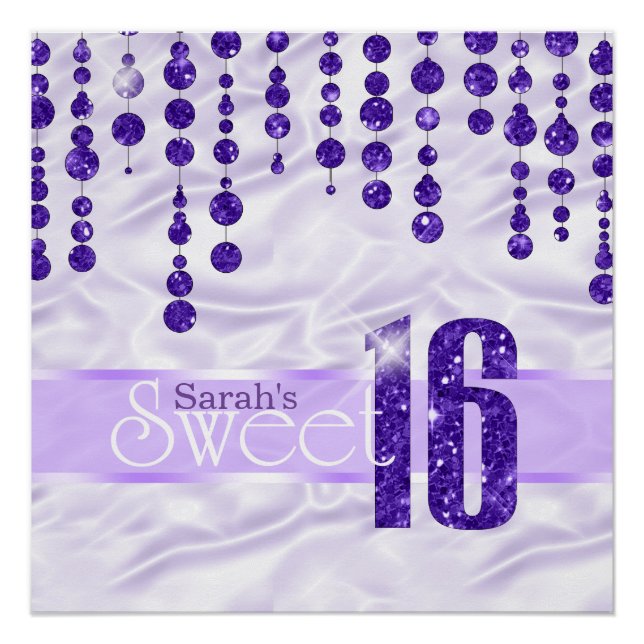 Poster Sweet sixteen de bijou satiné violet ID260 (Devant)