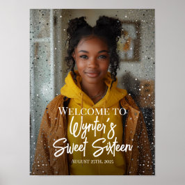 Poster Sweet sixteen fête signe d'accueil avec photo
