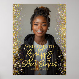 Poster Sweet sixteen fête signe d'accueil avec photo