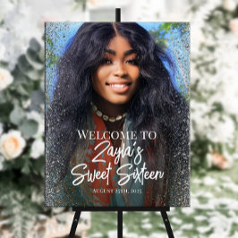 Poster Sweet sixteen fête signe d'accueil avec photo