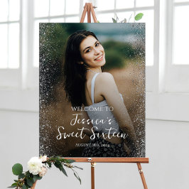 Poster Sweet sixteen fête signe d'accueil avec photo