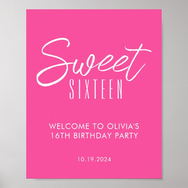 Poster Sweet sixteen moderne rose 16e anniversaire bienve (Devant)