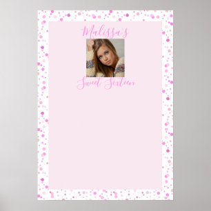 Poster Sweet sixteen Personnalisé, Points Roses, Photo