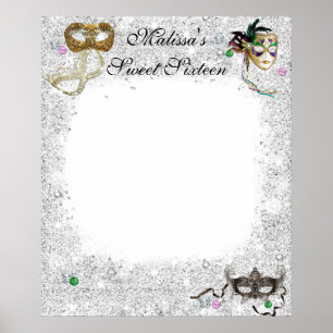 Poster Sweet Sixteen, Quinceanera, Masquerade Sign In