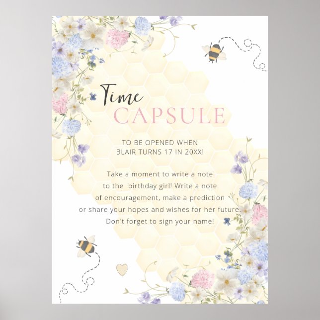 Poster Sweet To Bee One First Birthday Time Capsule (Devant)
