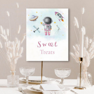 Poster Sweet Traitements Space girl Astronaut roquette ro
