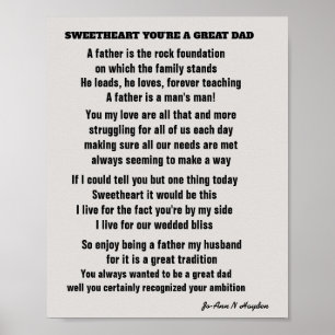 POSTER SWEETHEART VOUS ÊTES UN GRAND POÈME DE PÈRE