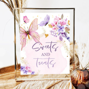 Poster Sweets and Traitements Favors Butterfly Floral Gar