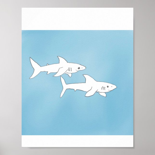 Poster Swimming Sharks (Devant)
