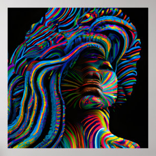 Poster Swirl Rainbow Cheveux Black Melanin Afro Queen Cro