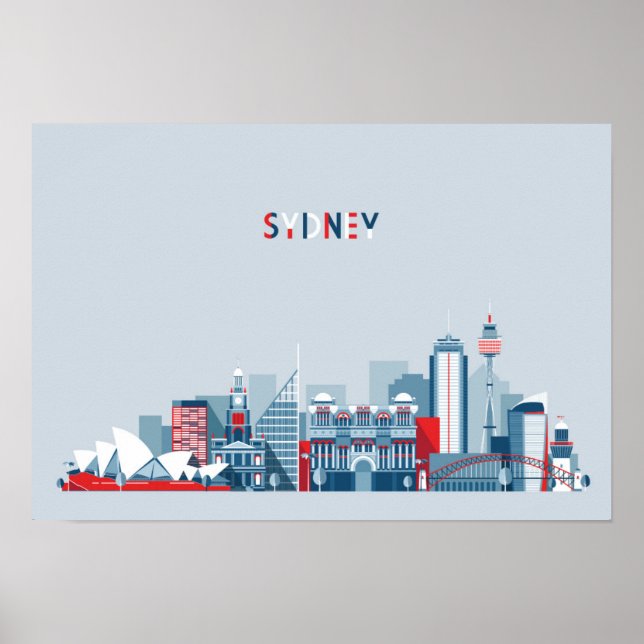 Poster Sydney Australia City Skyline (Devant)