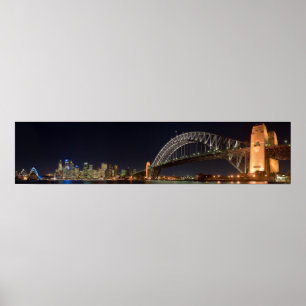 Poster Sydney australia Harbour Bridge en soirée panorama